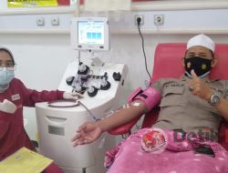 Personel Polres Bojonegoro Donor Plasma Konvalesen ke UDD PMI