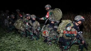 Prajurit Yontaifib Pasmar 2 Korps Marinir TNI AL Laksanakan Terjun Malam