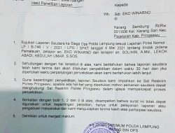 Laporan Terkait Permasalahan PT. Pringsewu Jaya Madani, Harap Segera di Tindaklanjuti