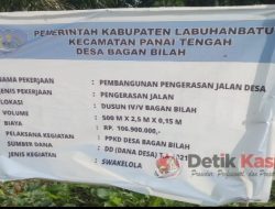 Pengerasan Jalan Dusun IV/ V Desa Bagan Bilah Diduga Asal Jadi