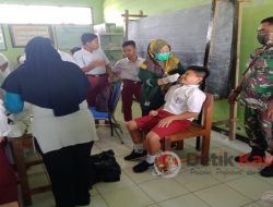 Babinsa dan Bhabinkamtibmas Dampingi Nakes Gelar Tes Swab