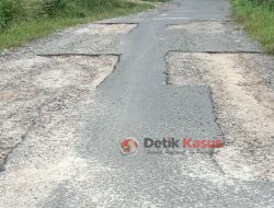 Jalan Keramat Kampung Pait Jaya RT 01 Dusun 6 Desa Belo Laut Rusak Parah