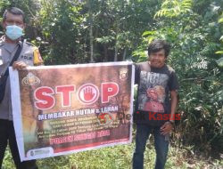 Polsek Sungai Raya Sosialisasikan Stop Membakar Hutan dan Lahan Kepelosok Desa