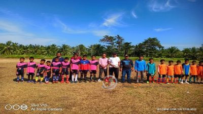 Menyemarakkan HUT RI ke 77 Desa Tanjung Sum Buka Turnamen Sepak Bola Tingkatan Siswa SD-SMP