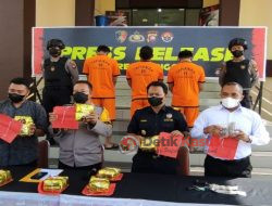 Polres Sanggau Gelar Press Relase Ungkap Kasus 7 Kilogram Sabu dan 2136 Butir Pil Ekstasi dari 3 Tersangka