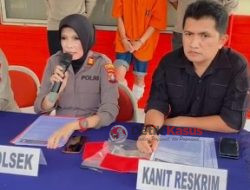 Kapolsek sei Beduk Gelar Konferensi Pers Ungkap Pelaku Curanmor Dengan Membobol Rumah