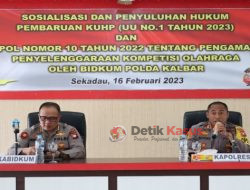 Sosialisasi Perpol Nomor 10 Tahun 2022 dan UU No. 1 Tahun 2023 di Polres Sekadau