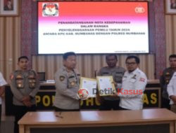 KPU dan Polres Humbahas Tanda Tangani Nota Kesepakatan Sinergitas Pemilu 2024