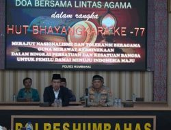 Ciptakan Toleransi Beragama, Bupati Dosmar Banjarnahor ikuti Doa bersama Lintas Agama di Mapolres Humbahas