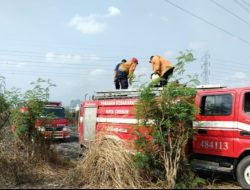 Aksi sigap Personel Polsek Seltim bersama instansi terkait, padamkan Kebakaran Lahan Kosong