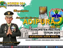 Pacitan Raih Adipura ke-16 Berturut-Turut, Danrem 081/DSJ Bangga Sebagai Putra Daerah