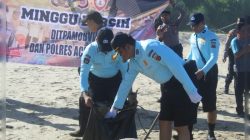 Dit-Pamobvit Polda Aceh, Gelar Minggu Bersih Di Pantai Lhoknga