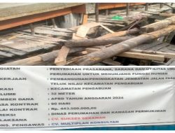 Proyek Bernilai Ratusan Juta Rupiah Peningkatan Jembatan Pasar Teluk Nilau, Dikerjakan Asal Jadi