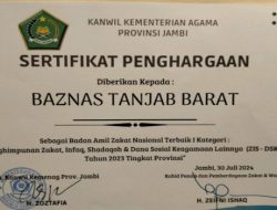 Bersinergi bersama BAZNAS, Tanjab Barat raih Nomor Satu Tingkat se-Provinsi Jambi