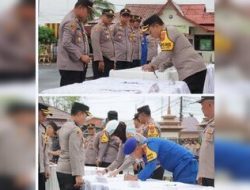 Kapolres Tanjung Jabung Barat Polda Jambi dan Ratusan Personel teken Pakta Integritas dan Jalani Tes Urine di Mako Polres Tanjab Barat