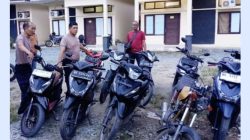 Barang Bukti 11 unit sepeda motor diamankan Polres Lamteng dari arena judi sabung ayam