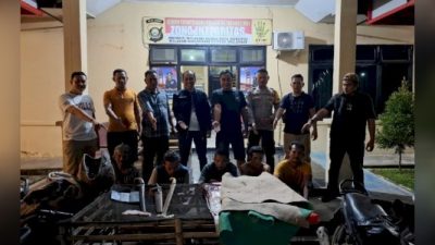 Lima pelaku diamankan kasus judi sabung ayam di Dusun III Desa Air Beliti Kecamatan Tuah Negeri.